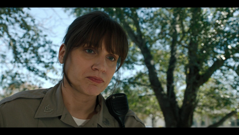 Motorola Radio of Lee Eddy as Sgt. Christine Langley in Panic S01E04 Escape (2021)