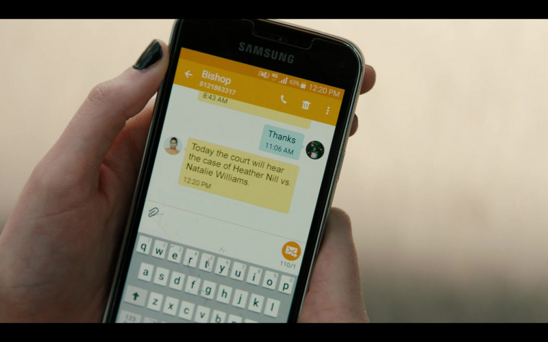 Samsung Galaxy Smartphone of Olivia Welch as Heather Nill in Panic S01E02 Heights (2021)
