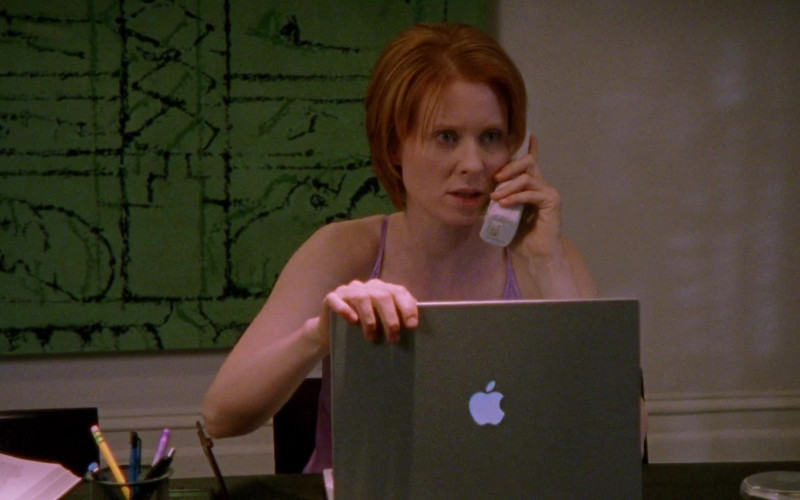 Apple PowerBook G4 Laptop of Cynthia Nixon as Miranda Hobbes in Sex and the City S04E06 Baby, Talk Is Cheap (2001)