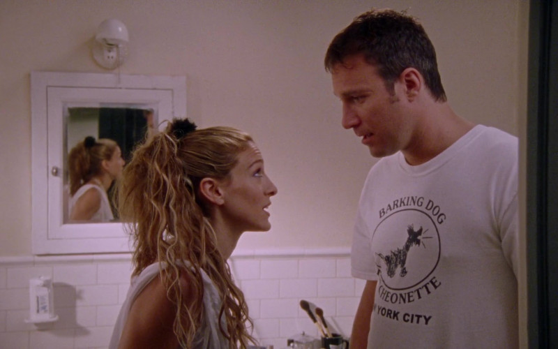 Barking Dog Luncheonette New Tork City Restaurant Men's T-Shirt of John Corbett as Aidan Shaw in Sex and the City S04E11 Coulda, Woulda, Shoulda (2001)