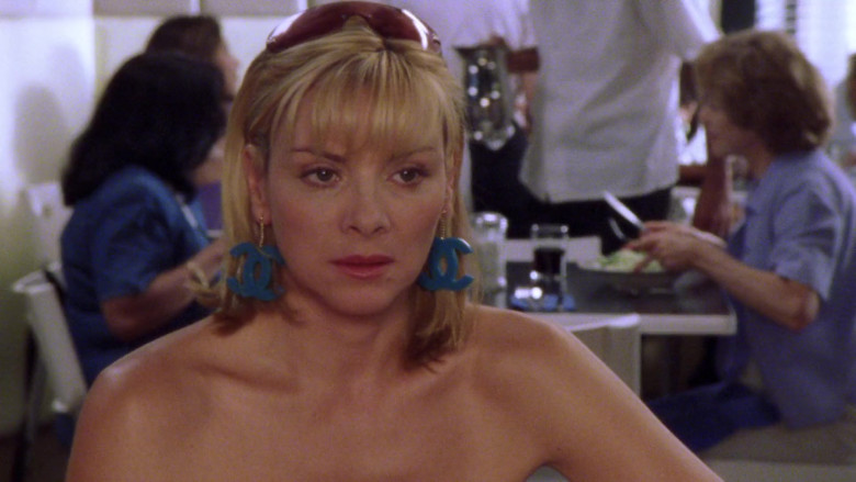 Chanel Blue Earrings of Kim Cattrall as Samantha Jones in Sex and the City S04E15 TV Show 2002 (3)