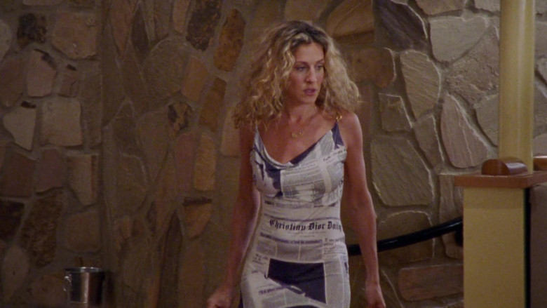 Christian Dior Daily Newspaper Dress of Sarah Jessica Parker as Carrie Bradshaw in Sex and the City S03E17 TV Show (1)