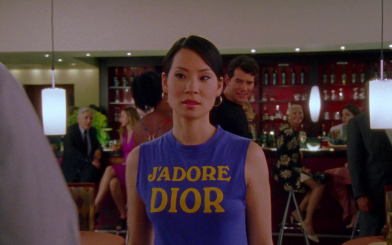 Christian Dior J'Adore Dior Blue T-Shirt Worn by Lucy Liu in Sex and the City S04E11 TV Show (2)