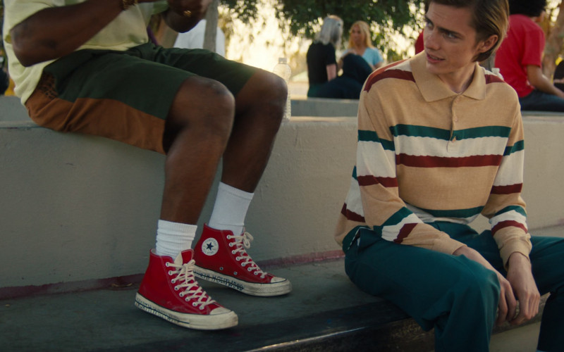 Converse Chuck Taylor All Star Red High Sneakers of Aramis Hudson as Adolf in North Hollywood (2021)