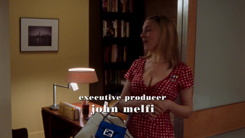 Fendi Blue Bag of Carrie Bradshaw (Sarah Jessica Parker) in Sex and the City S06E03 The Perfect Present (2003)