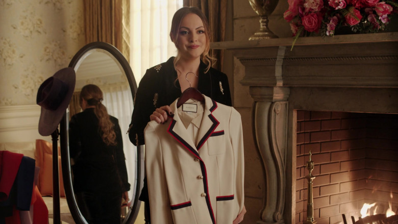 Gucci Coat of Elizabeth Gillies as Fallon Carrington in Dynasty S04E06 A Little Father-Daughter Chat (2021)