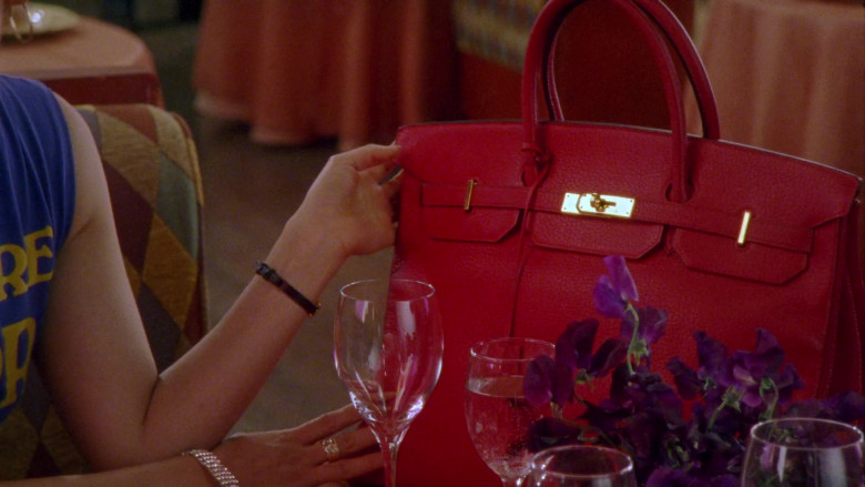 Hermes Birkin Red Tote Bag of Lucy Liu in Sex and the City S04E11 Coulda, Woulda, Shoulda (2001)
