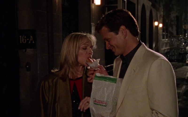 Krispy Kreme Doughnuts Enjoyed by Kim Cattrall as Samantha Jones in Sex and the City S01E12 Oh Come All Ye Faithful (1998)
