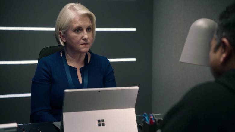 Microsoft Surface Tablet of Actress Sylvestra Le Touzel as Christine Cranfield in Intelligence S02E05 TV Show 2021 (2)