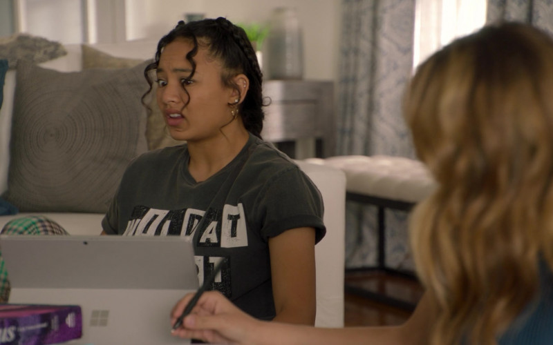 Microsoft Surface Tablet of Tiana Le as Destiny Winters in Big Shot S01E08 Everything to Me (2021)