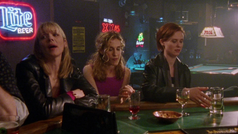 Miller Lite Beer, Dos Equis and Budweiser Neon Signs in Sex and the City S01E10 1998 TV Show (2)