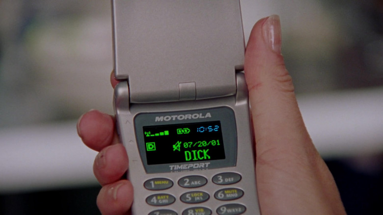 Motorola Timeport Flip Mobile Phone Used by Kim Cattrall as Samantha Jones in Sex and the City S04E13 The Good Fight (2002)