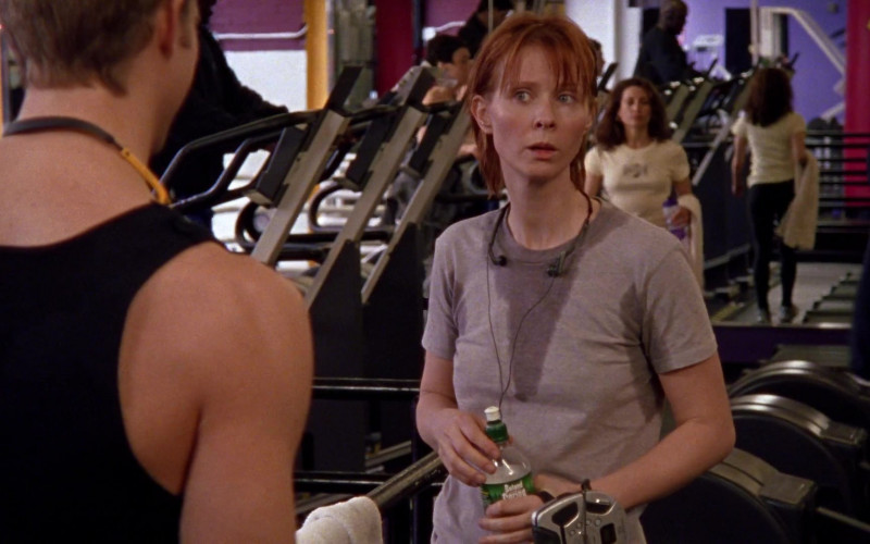 Poland Spring Water Bottle Held by Cynthia Nixon as Miranda Hobbes in Sex and the City S04E02 The Real Me (2001)