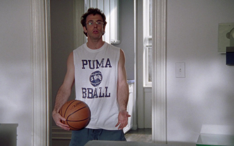 Puma White T-Shirt of David Eigenberg as Steve Brady in Sex and the City S03E05 No Ifs, Ands, or Butts 2000 TV Show (1)