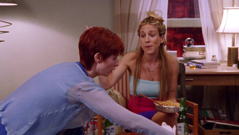 Rolling Rock Beer Enjoyed by Sarah Jessica Parker as Carrie Bradshaw & Cynthia Nixon as Miranda Hobbes in Sex and the City S02E13 Games People Play (1999)
