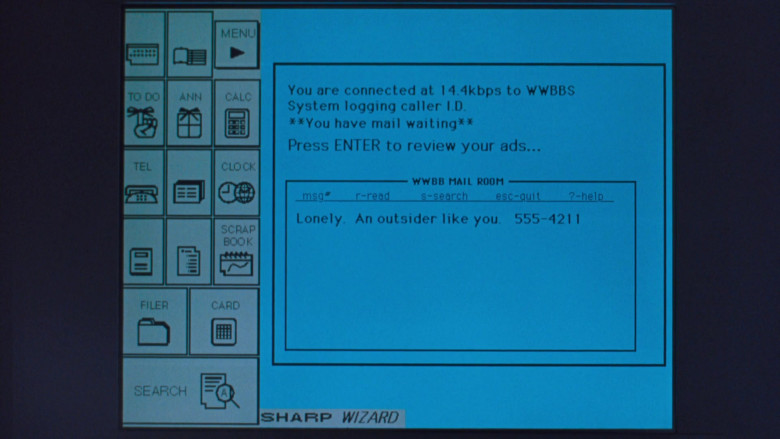 Sharp Wizard electronic organizer in The Specialist (1994)