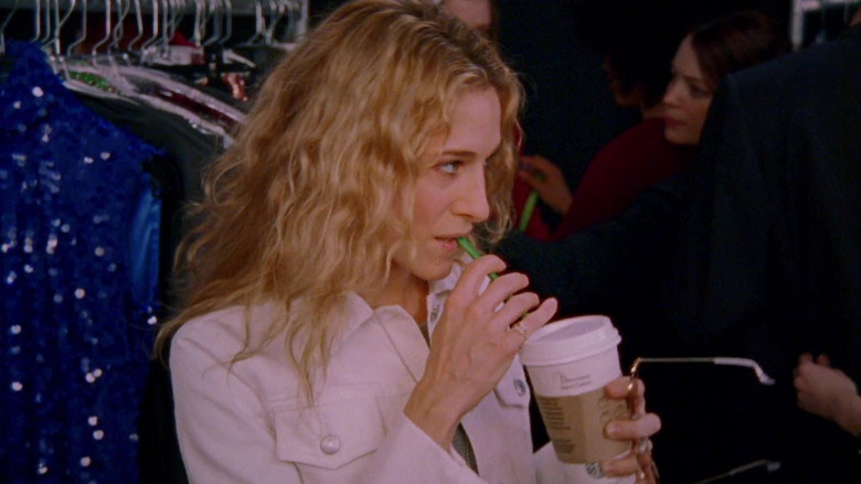 Starbucks Coffee Drink Enjoyed by Sarah Jessica Parker as Carrie Bradshaw in Sex and the City S04E02 The Real Me (2001)