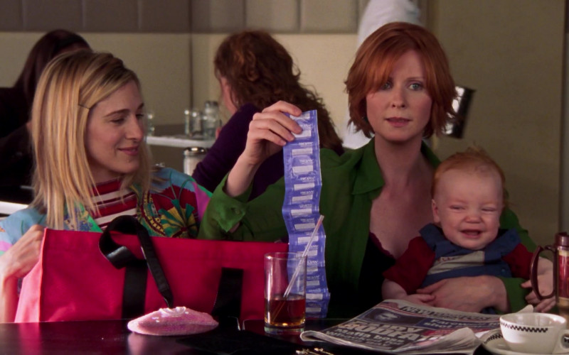 Trojan Condoms Held by Miranda Hobbes (Cynthia Nixon) in Sex and the City S06E03 TV Show (1)