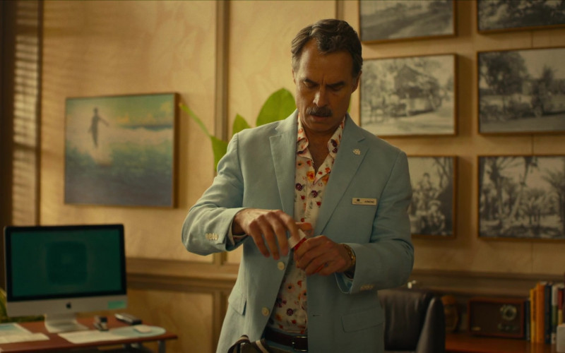 Apple iMac Computer of Murray Bartlett as Armond, the manager of the resort in The White Lotus E03 Mysterious Monkeys (2021)