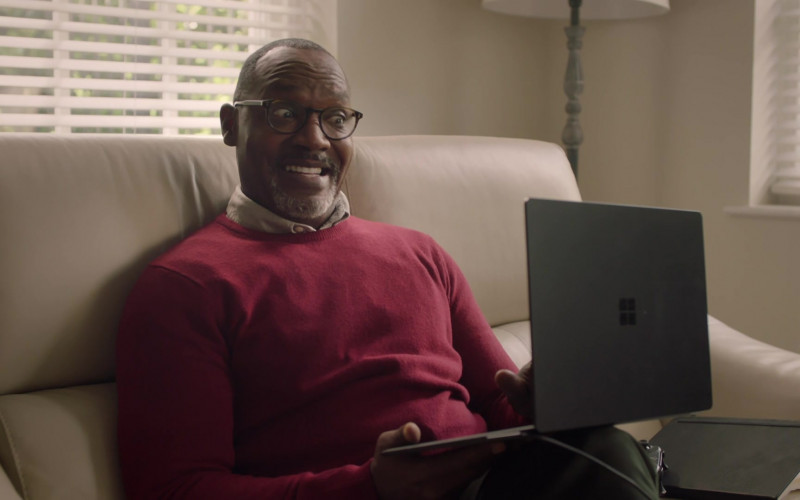 Microsoft Surface Laptop of Tommie Earl Jenkins as Dr. Larry in Dead Pixels S02E04 Raid Boss (2021)