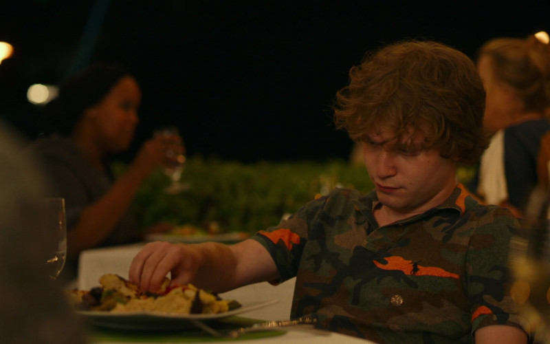Ralph Lauren Camo Print Polo Shirt Worn by Fred Hechinger as Quinn Mossbacher in The White Lotus S01E02 New Day (2021)