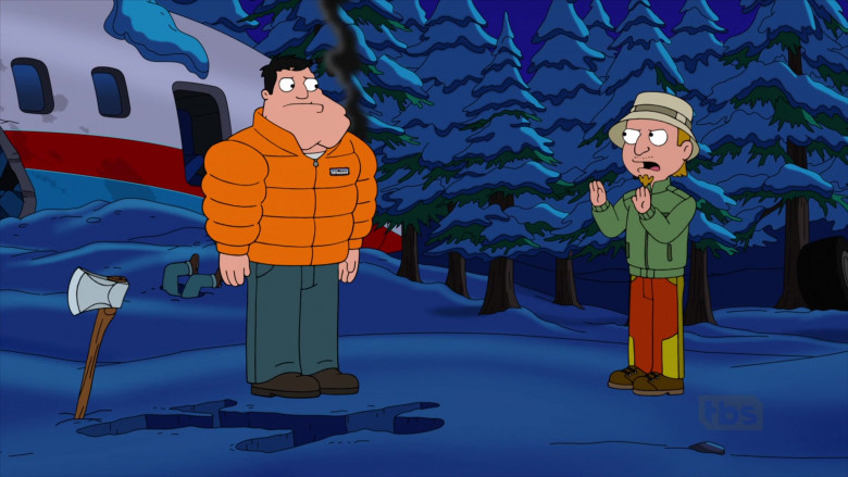 Stan Smith, Roger Wears Patagonia Men's Orange Puffer Jacket in American Dad! adult animated sitcom (2)