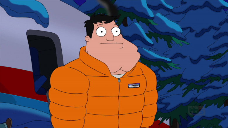 Stan Smith, Roger Wears Patagonia Men's Orange Puffer Jacket in American Dad! adult animated sitcom (3)