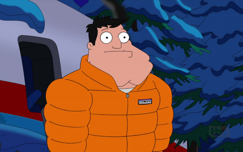 Stan Smith, Roger Wears Patagonia Men’s Orange Puffer Jacket in American Dad! adult animated sitcom (3)