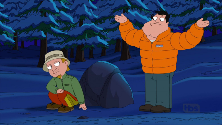 Stan Smith, Roger Wears Patagonia Men's Orange Puffer Jacket in American Dad! adult animated sitcom (4)