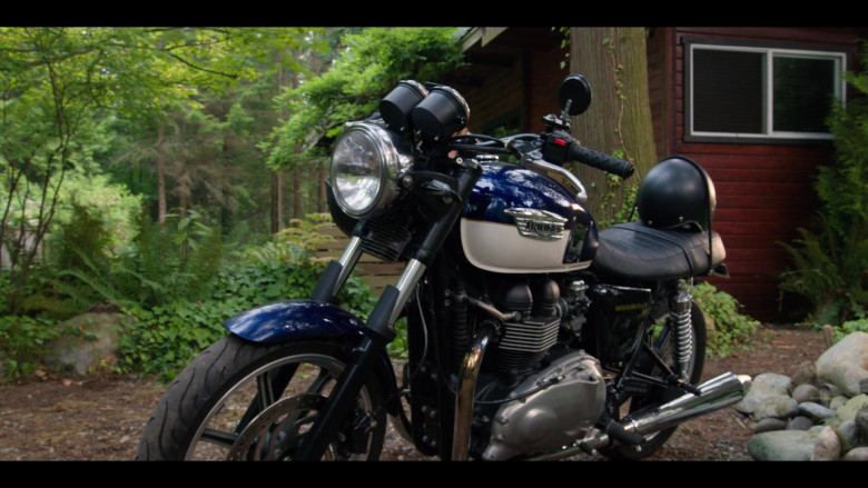 Triumph Blue Motorcycle in Virgin River S03E03 Spare Parts and Broken Hearts (1)