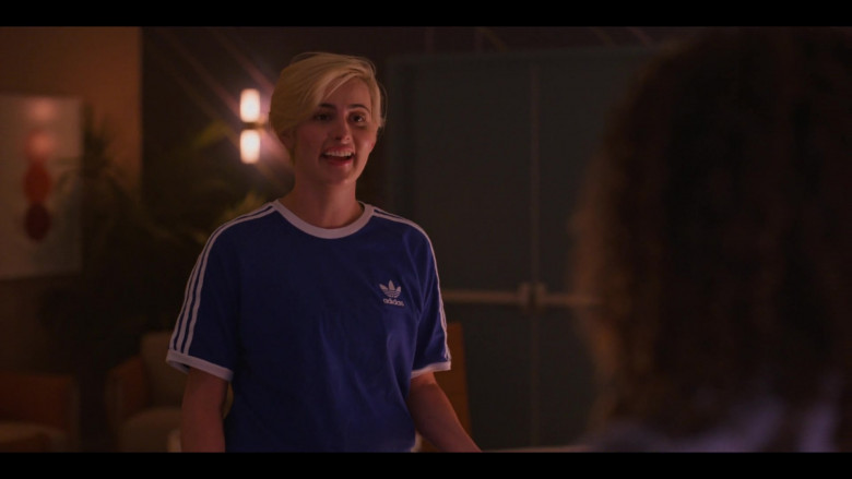 Adidas Blue T-Shirt Worn by Jacqueline Toboni as Sarah Finley in The L Word Generation Q S02E02 TV Series 2021 (2)