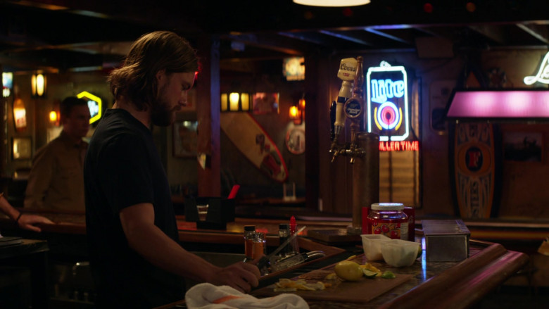 Miller Lite Sign, Coors Banquet and Miller Genuine Draft, Fosters Beer Board in Animal Kingdom S05E07 Splinter (2021)