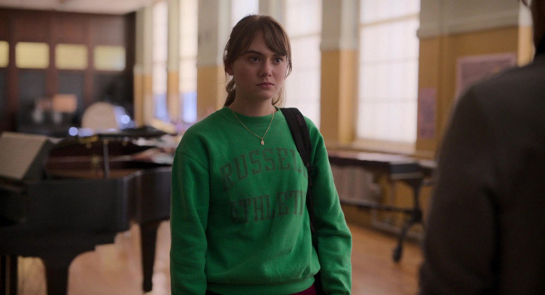 Russell Athletic Green Sweatshirt of Emilia Jones as Ruby Rossi in CODA 2021 Movie (1)