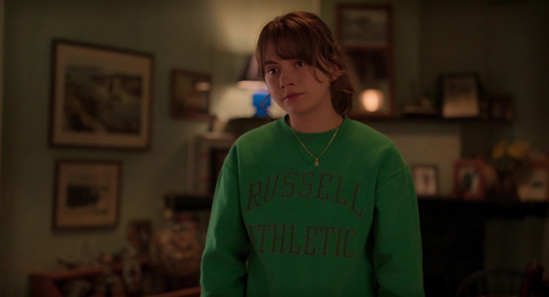 Russell Athletic Green Sweatshirt of Emilia Jones as Ruby Rossi in CODA 2021 Movie (2)