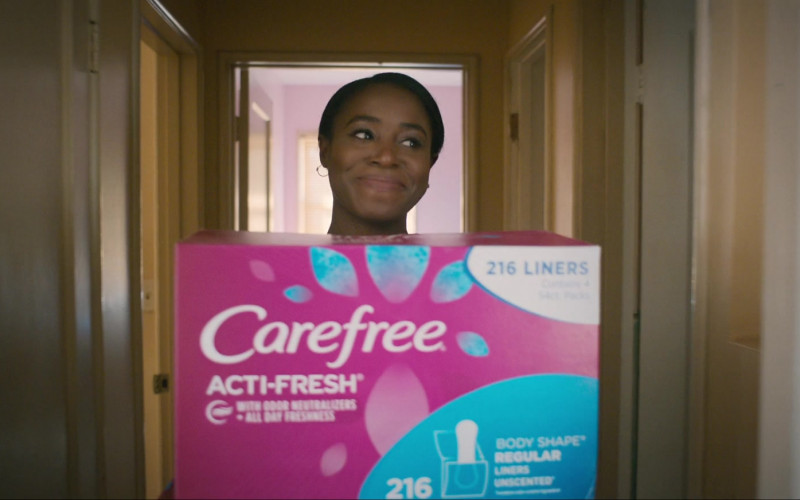 Carefree Acti-Fresh Panty Liners Held by Kirby Howell-Baptiste as JoJo Johnson in Queenpins (2)