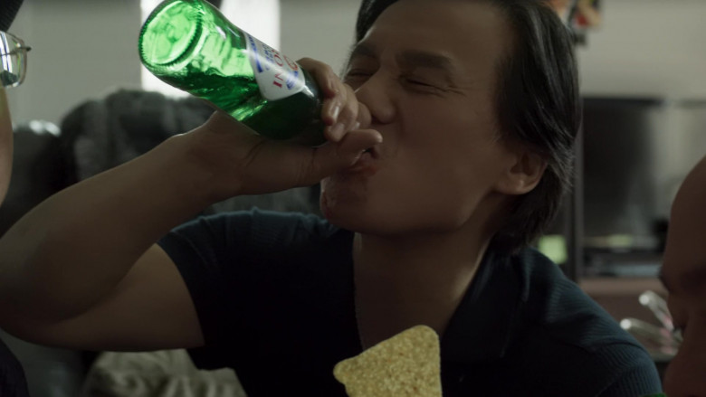 Peroni Nastro Azzurro Import Lager Beer Enjoyed by BD Wong as Wally in Awkwafina Is Nora From Queens S02E08 Shadow Acting (2021)