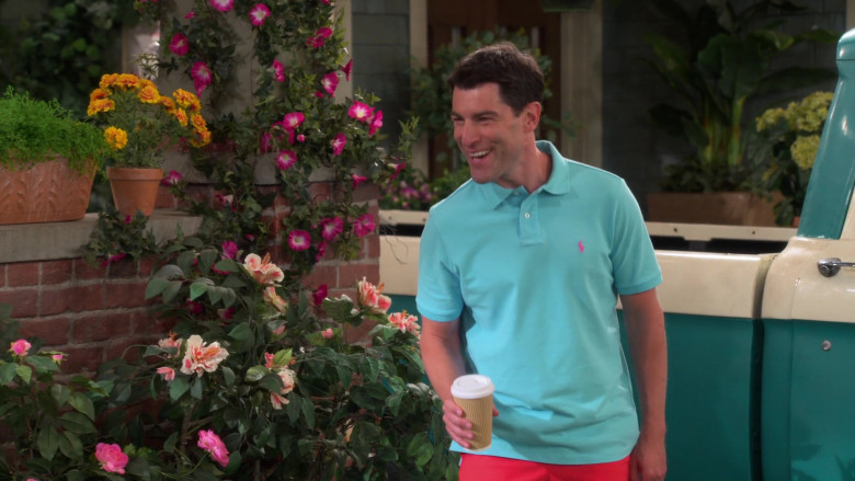 Ralph Lauren Polo Shirt of Max Greenfield as Dave Johnson in The Neighborhood S04E02 Welcome to the Intervention (2021)