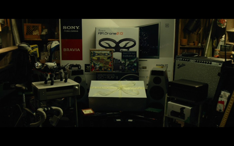 Sony Bravia TV box, Parrot drone box, Harman Kardon in Gone Girl (2014)