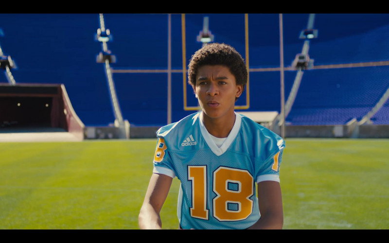 Adidas Football Blue Jersey of Jaden Michael as Young Colin Kaepernick in Colin in Black & White S01E06 "Dear Colin" (2021)