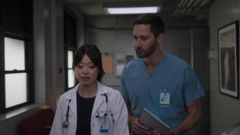 Apple iPad Tablet Held by Ryan Eggold as Dr. Max Goodwin in New Amsterdam S04E06 Laughter and Hope and a Sock in the Eye (2021)