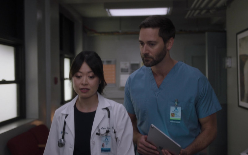Apple iPad Tablet Held by Ryan Eggold as Dr. Max Goodwin in New Amsterdam S04E06 Laughter and Hope and a Sock in the Eye (2021)