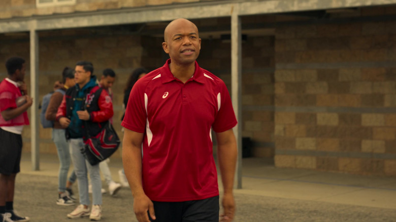 Asics Men's Red Shirt of Rob Murat as Coach Ron in On My Block S04E01 Chapter Twenty-Nine (2021)