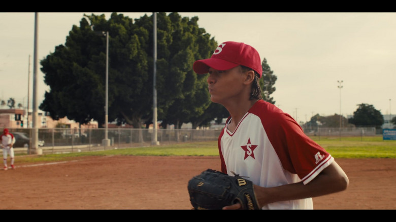 Russell Athletic T-Shirt and Wilson Baseball Glove in Colin in Black & White S01E01 Cornrows (2021)