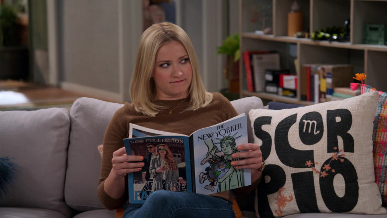 The New Yorker Magazine Held by Emily Osment as Chelsea in Pretty Smart S01E04 Check this, Mama! It’s Laura Dern Night! (2021)