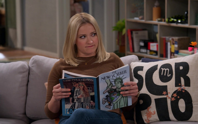 The New Yorker Magazine Held by Emily Osment as Chelsea in Pretty Smart S01E04 Check this, Mama! It’s Laura Dern Night! (2021)