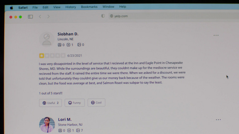 Yelp Website in Chesapeake Shores S05E08 Where or When (2021)