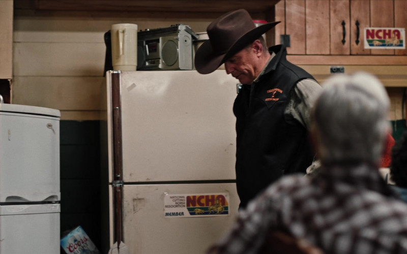 Coors Light Beer and NCHA (National Cutting Horse Association) Stickers in Yellowstone S04E01 "Half the Money" (2021)