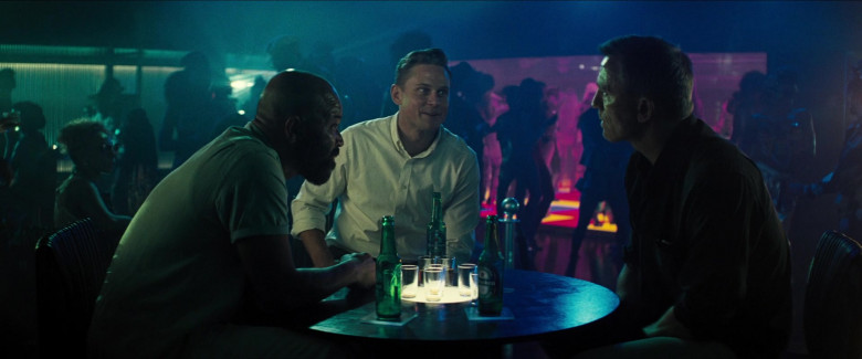 Heineken Beer Bottles of Jeffrey Wright as Felix Leiter, Billy Magnussen as Logan Ash & Daniel Craig as James Bond in No Time to Die (2021)