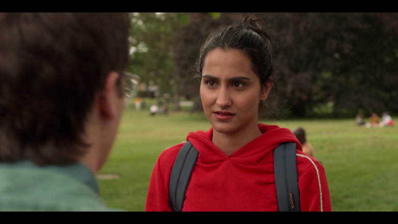 JanSport Backpack of Amrit Kaur as Bela in The Sex Lives of College Girls S01E01 Welcome to Essex (2021)