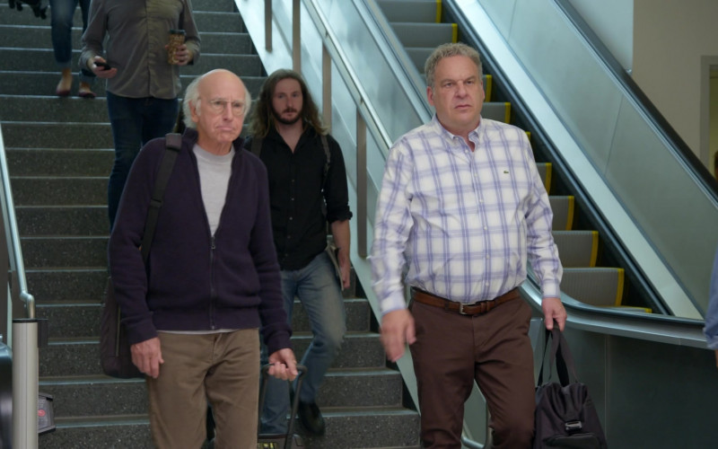 Lacoste Men's Long Sleeve Slim Fit Plaid Woven Shirt of Jeff Garlin as Jeff Greene in Curb Your Enthusiasm S11E06 Man Fights Tiny Woman (2021)